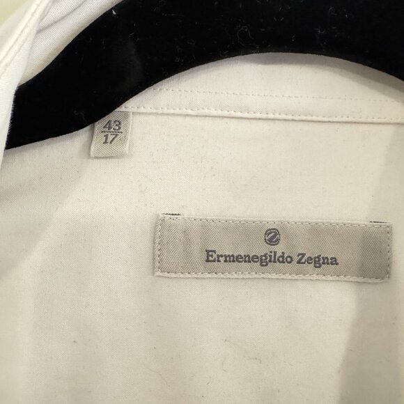 Ermenegildo Zegna Fold Front French Cuff Dress Shirt Solid White Button Up Size - Picture 8 of 8